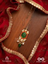 PITAMBRINI - ADORNED IN YELLOW- KUNDAN HANDCRAFTED MAANGTIKA WITH PEARLS AND BEADS