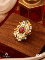 SURYAPRABHA - SUN’S AURA- LUXE HERITAGE KUNDAN RING WITH PEARLS, BEADS AND GEMSTONES