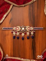 KUMUDRAAG - BLOOMING AT NIGHT-  INTRICATE ENAMELLED HANDCRAFTED KUNDAN CHOKER WITH PEARLS AND BEADS