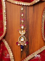 KUMUDRAAG - BLOOMING AT NIGHT-  INTRICATE ENAMELLED HANDCRAFTED KUNDAN MAANGTIKA WITH PEARLS AND BEADS