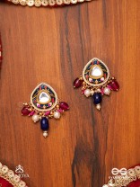 KUMUDRAAG - BLOOMING AT NIGHT-  INTRICATE ENAMELLED HANDCRAFTED KUNDAN EARRINGS WITH PEARLS AND BEADS