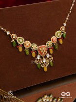 SATRANGIJA - RAINBOW-CLAD- FESTIVE ENAMELLED KUNDAN NECKLACE WITH COLORFUL DROPS AND PEARLS