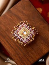 SHYAMALA - DUSKY QUEEN- GEOMETRIC POLKI RING WITH RICH GLASS DROPS AND PEARLS