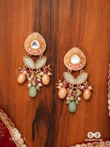 VASANTILATA - SPRING VINE- CHARMING PASTEL KUNDAN EARRINGS WITH GEMSTONES, BEADS AND PEARL DROPS