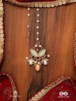 VASANTILATA - SPRING VINE- CHARMING PASTEL KUNDAN MAANGTIKA WITH GEMSTONES, BEADS AND PEARL DROPS