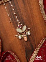 VASANTILATA - SPRING VINE- CHARMING PASTEL KUNDAN MAANGTIKA WITH GEMSTONES, BEADS AND PEARL DROPS