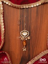 RASARANJANI - COLORFUL HARMONY- CONTEMPORARY KUNDAN STATEMENT MAANGTIKA WITH DEEP-HUED BEADS AND PEARLS