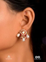 VARSHA - PEARL RAIN- MINIMAL STRINGED KUNDAN EARRINGS WITH LUSTROUS PEARL DROPLETS