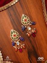 RANGKUSUMA - BLOOM OF COLORS- VIBRANT KUNDAN EARRINGS WITH BEADS, PEARLS AND ENAMELLING