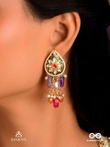 RANGKUSUMA - BLOOM OF COLORS- VIBRANT KUNDAN EARRINGS WITH BEADS, PEARLS AND ENAMELLING