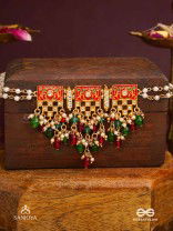 SHUBHADRA - AUSPICIOUS BEAUTY- GEOMETRIC KUNDAN ENAMELLED NECKPIECE WITH PEARLS AND BEADS