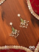 KSHAMINI - GRACEFUL LADY- SLIM CHAIN DESIGN KUNDAN EARRINGS WITH LEAF DESIGN