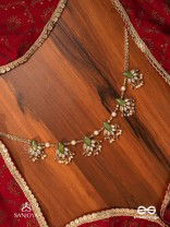 KSHAMINI - GRACEFUL LADY- SLIM CHAIN DESIGN KUNDAN NECKPIECE WITH LEAF DESIGN