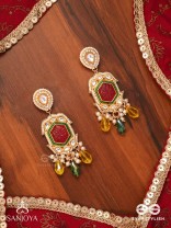 SURYAPRABHA - SUN’S AURA- LUXE HERITAGE KUNDAN EARRINGS WITH PEARLS, BEADS AND GEMSTONES