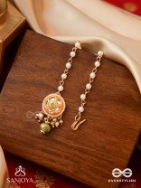 RAGTANIKA - COLORED COMPOSITION- HERITAGE STYLE KUNDAN MAANGTIKA WITH PEARLS AND BEADS