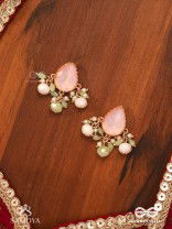 PRAKRITI - NATURE’S TOUCH- PEACH TEARDROP EARRINGS WITH PASTEL GEMSTONES AND BEADS
