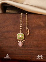 MRIDULPADMA - GENTLE LOTUS- DELICATE KUNDAN MAANGTIKA WITH FLORAL MOTIFS, BEADS AND PEARLS