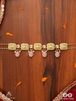 MRIDULPADMA - GENTLE LOTUS- DELICATE KUNDAN NECKPIECE WITH FLORAL MOTIFS, BEADS AND PEARLS