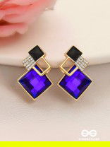 MIDNIGHT GLINT- VIBRANT BLUE GEM  GEOMETRIC EARRINGS