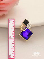 MIDNIGHT GLINT- VIBRANT BLUE GEM  GEOMETRIC EARRINGS