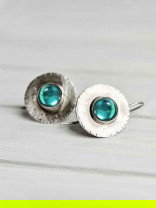 SERENE SPHERE - OXIDISED EARRINGS WITH CALMING BLUE CENTER GEM