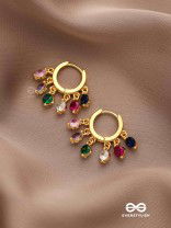 CRYSTAL FIESTA- VIBRANT GEMSTONE DROPS ON LUSTROUS GOLD HOOPS
