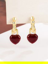 HEARTLINK DROPS-  DAINTY GOLD TONE EARRINGS