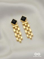 BLACK AURA-  BLACK AND GOLD STATEMENT EARRINGS
