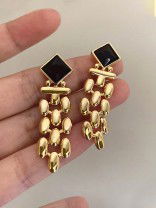 BLACK AURA-  BLACK AND GOLD STATEMENT EARRINGS