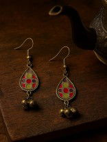 RANG CHARM- OXIDISED ENAMELLED TEARDROP EARRING