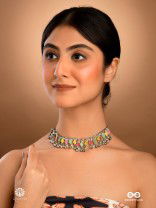 BOLLY BEAT - OXIDISED NECKLACE WITH NEON ENAMEL CHARMS