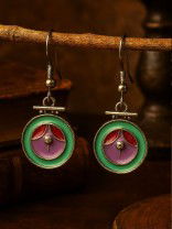 CANDY SWIRL - CIRCULAR ENAMELLED OXIDISED EARRING