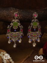 ROYAL CHAAND - STATEMENT ENAMELLED OXIDISED EARRING