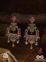 ROYAL CHAAND - STATEMENT ENAMELLED OXIDISED EARRING