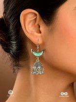 NEEL CHAAND-  ENAMELLED OXIDISED CRESCENT EARRING