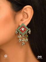 FOLK RAGA - GEOMETRIC ENAMELLED EARRING