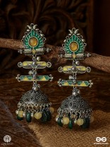 FOLK BLOOM - OXIDISED ENAMEL JHUMKA EARRING