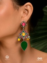 FOREST FLAME - STATEMENT GREEN DROP EARRING