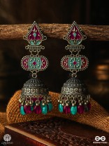 FOLK BLOOM - STATEMENT OXIDISED JHUMKA