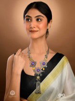 KATHAKRITI - CASCADING SILVER TASSELS NECKPIECE

