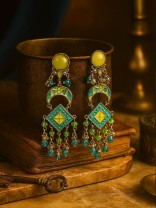 MINT MEADOW- ENAMELLED OXIDISED EARRING 