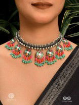 TRIBAL TANGO - OXIDISED AND CHARM NECKLACE