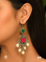 HEART & HERITAGE – OXIDISED EARRINGS WITH PEARLS AND ENAMEL