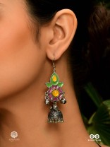 PHOOLRANG – COLORFUL FLORAL OXIDISED JHUMKA