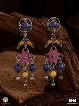 COSMIC BLOOM - MULTICOLOURED OXIDISED EARRINGS WITH FLORAL DROPS