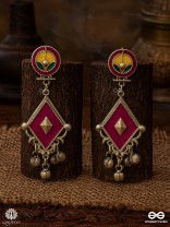 DIYA DANCE – VIBRANT RED OXIDISED EARRINGS