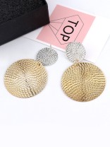 The Earthy Touch Twin Circles Golden And Silver Designer Earrings. 