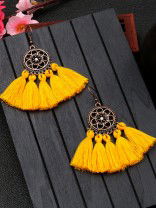 Channeling the Chakra Fascinating Tassel Earrings- Yellow