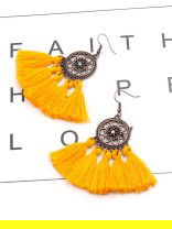 Channeling the Chakra Fascinating Tassel Earrings- Yellow