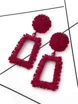 The Shimmery Diva Classic Geometric Earrings - Scarlet Red